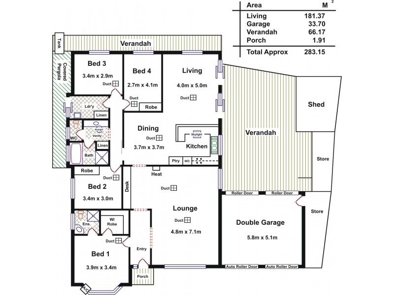 9 Oberon Court, Hillbank SA 5112 Floorplan