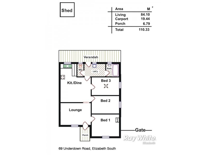 69 Underdown Road, Elizabeth South SA 5112 Floorplan