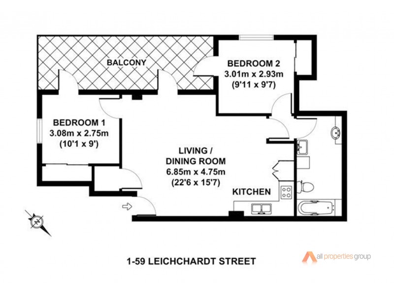 1/59 Leichhardt Street, Spring Hill QLD 4000 Floorplan