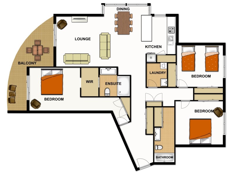 1305/23 Ferny Ave, Surfers Paradise QLD 4217 Floorplan