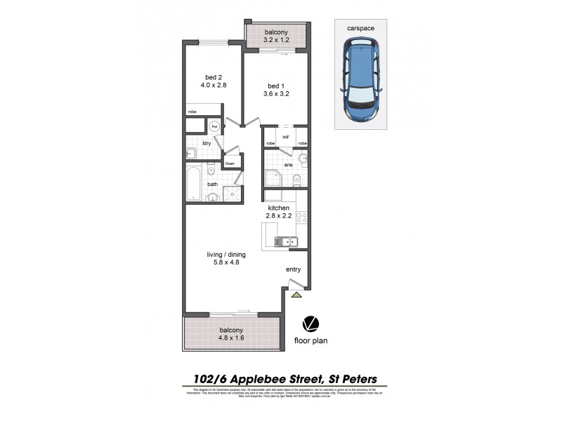 102/6 Applebee Street, St Peters NSW 2044 Floorplan