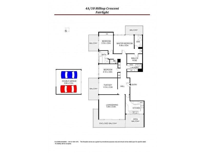 4A/10 Hilltop Crescent, Fairlight NSW 2094 Floorplan