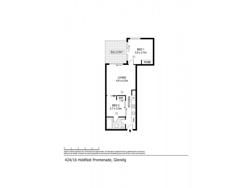 Apt 424, 16 Holdfast Promenade, Glenelg SA 5045 Floorplan