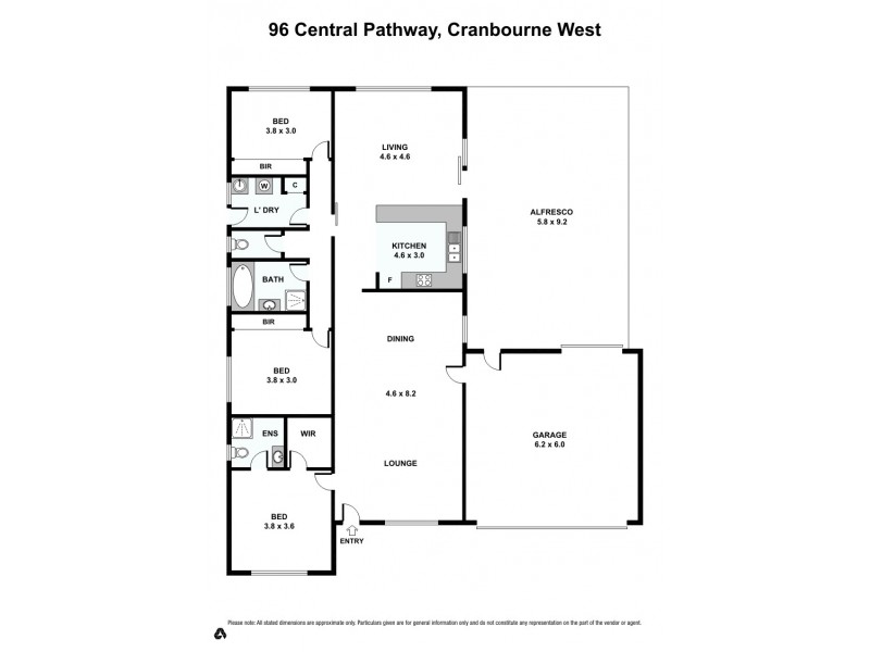 96 Central Parkway, Cranbourne West VIC 3977 Floorplan
