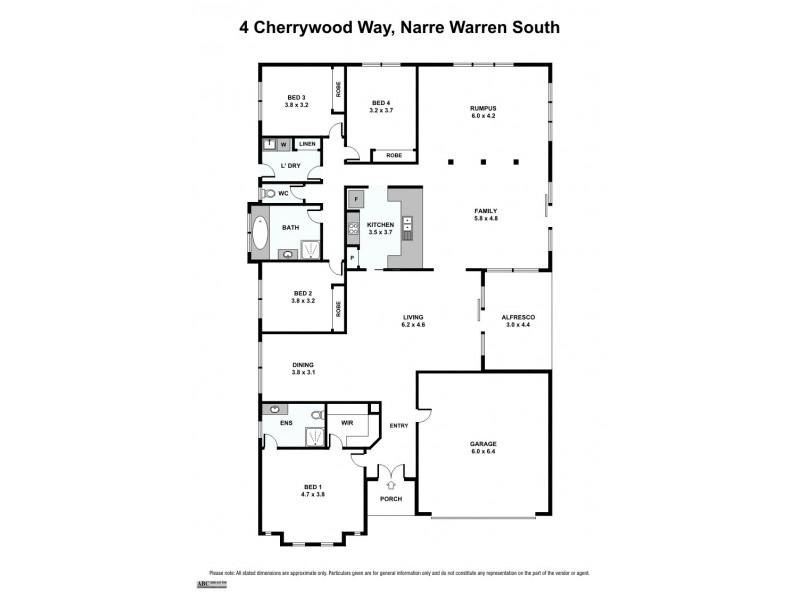 4 Cherrywood Way, Narre Warren South VIC 3805 Floorplan