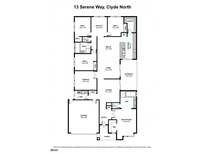13 Serene Way, Clyde North VIC 3978 Floorplan