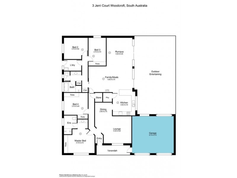 3 Jerri Court, Woodcroft SA 5162 Floorplan