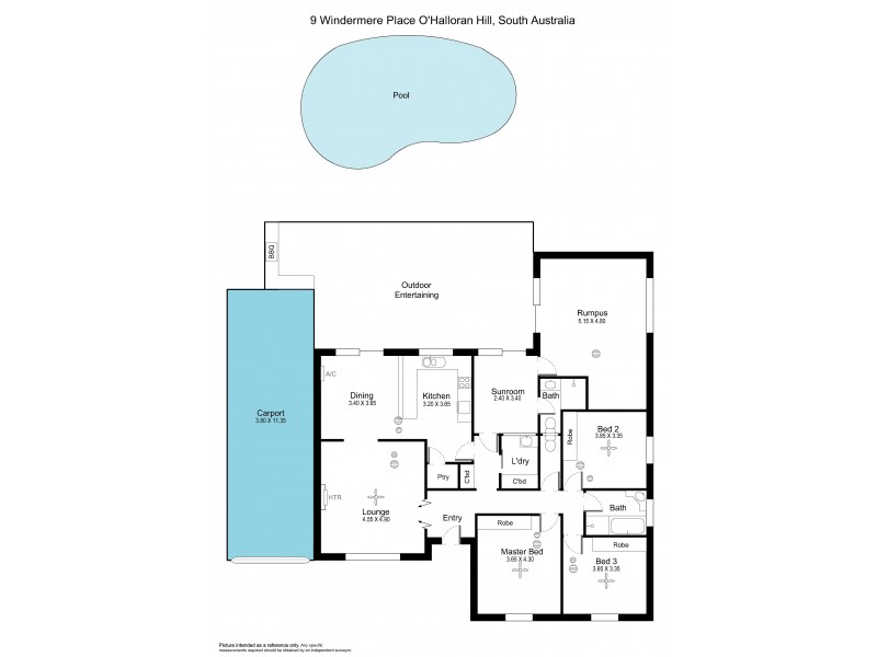 9 Windemere Place, O’halloran Hill SA 5158 Floorplan