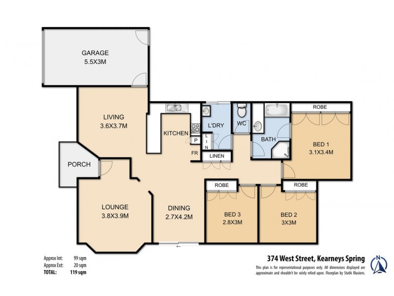 374 West Street, Kearneys Spring QLD 4350 Floorplan