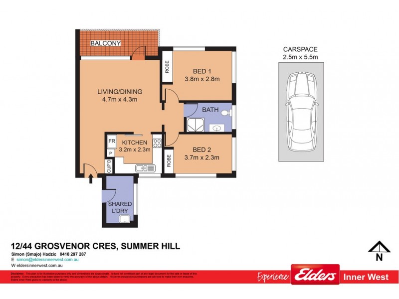 12/44 Grosvenor Crescent, Summer Hill NSW 2130 Floorplan