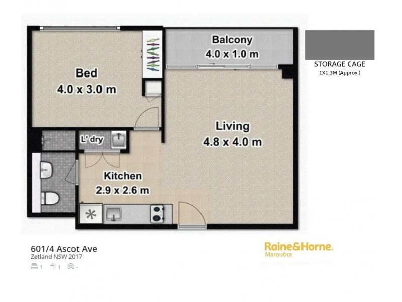 601/4 ASCOT AVENUE, Zetland NSW 2017 Floorplan