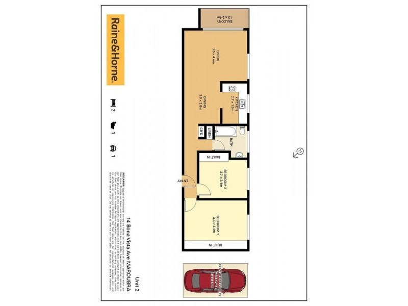 2/14 Bona Vista, Avenue, Maroubra NSW 2035 Floorplan