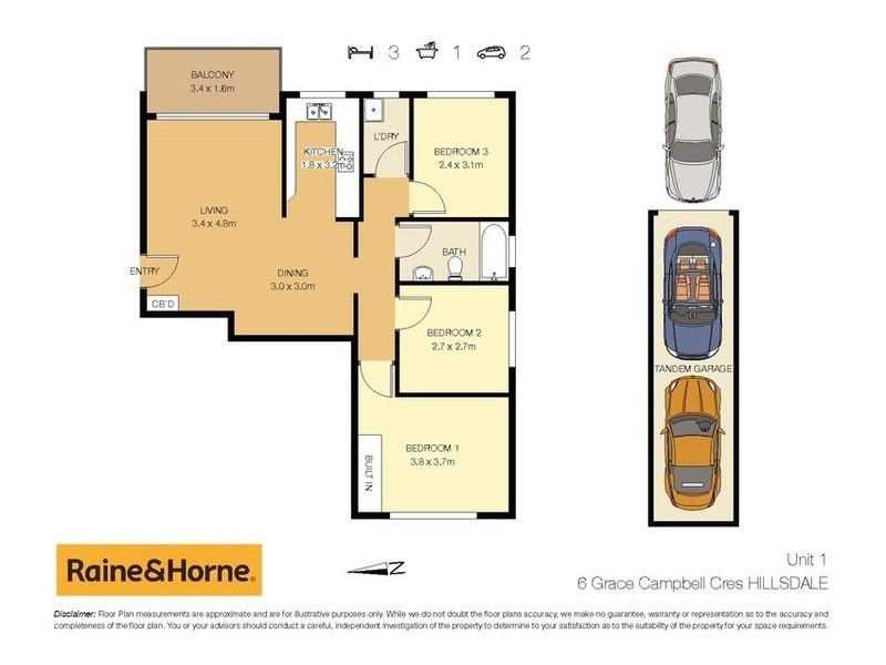 1/6 Grace Campbell Crescent, Hillsdale NSW 2036 Floorplan