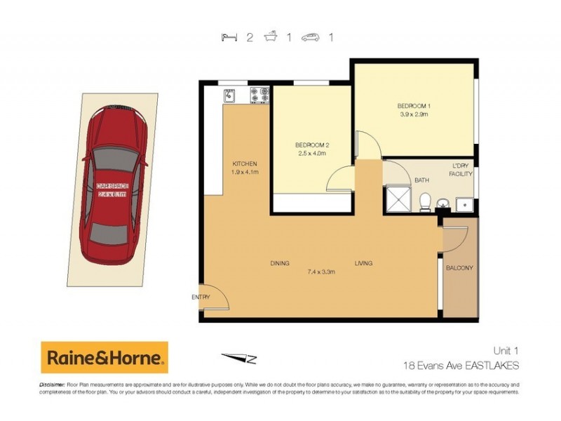 1/18 Evans Avenue, Eastlakes NSW 2018 Floorplan
