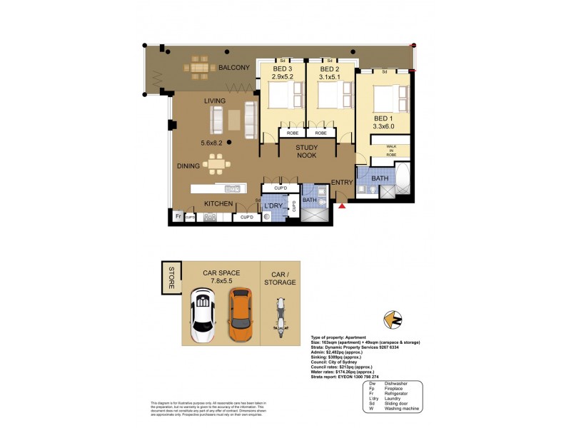 1503/1 Sterling Circuit, Camperdown NSW 2050 Floorplan