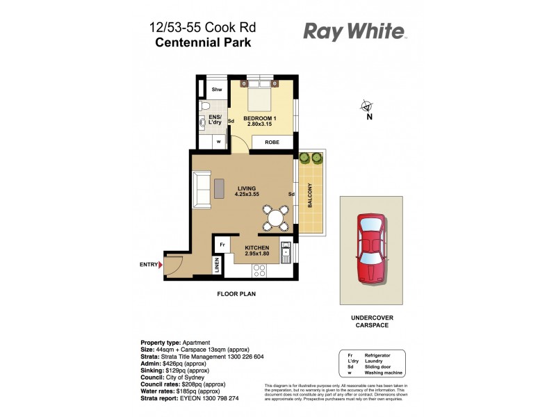 12/53 Cook Road, Centennial Park NSW 2021 Floorplan