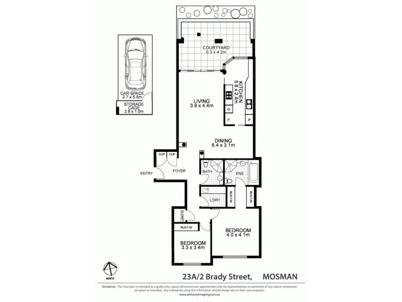23A/2 Brady Street, Mosman NSW 2088 Floorplan