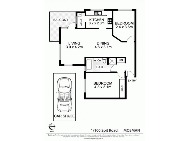 1/100 Spit Road, Mosman NSW 2088 Floorplan