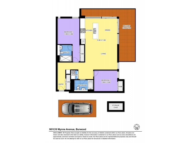 901c/8 Wynne Avenue, Burwood NSW 2134 Floorplan