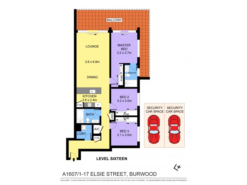 A1607/1-17 Elsie Street, Burwood NSW 2134 Floorplan