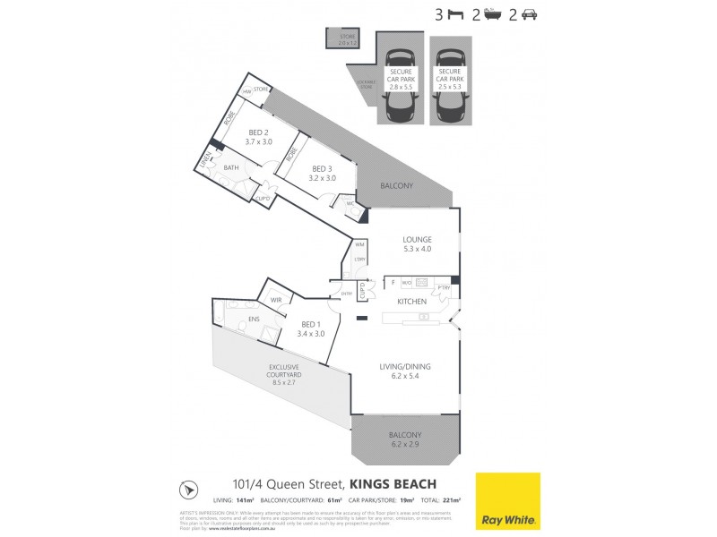 Unit 101/4 Queen Street, Kings Beach QLD 4551 Floorplan
