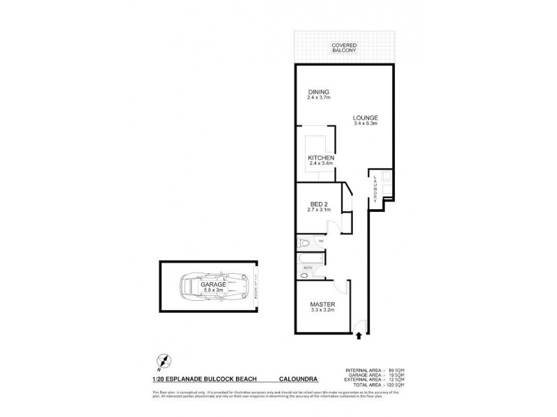Unit 1 ‘Wollombi’, 20 Bulcock Beach Esplanade, Caloundra QLD 4551 Floorplan