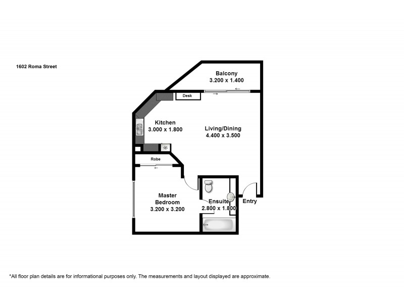 1602/160 Roma Street, Brisbane City QLD 4000 Floorplan