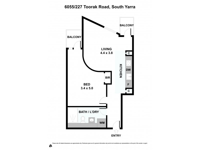 605 S / 227 Toorak Road, South Yarra VIC 3141 Floorplan