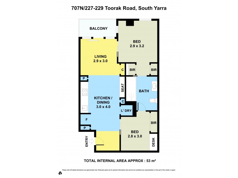 707N/227-229 Toorak Road, South Yarra VIC 3141 Floorplan
