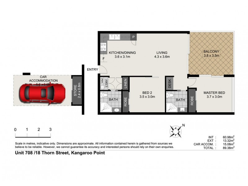 708 / 18 THORN STREET, Kangaroo Point QLD 4169 Floorplan