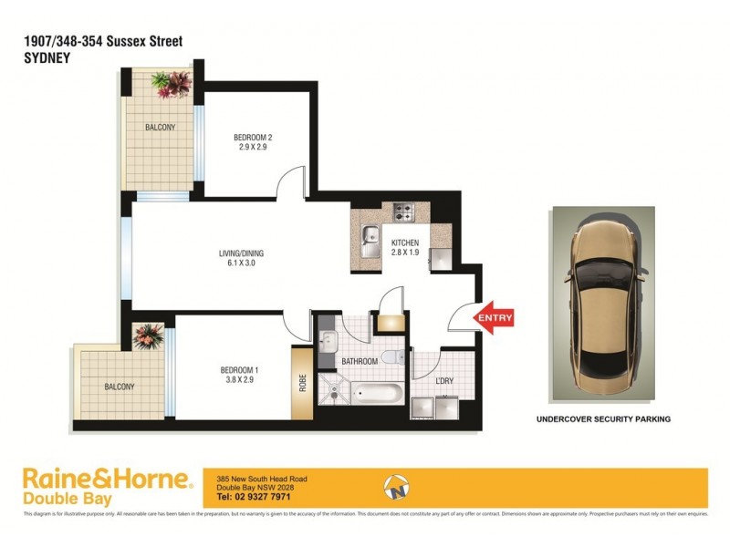 1907/348-354 Sussex Street, Sydney NSW 2000 Floorplan