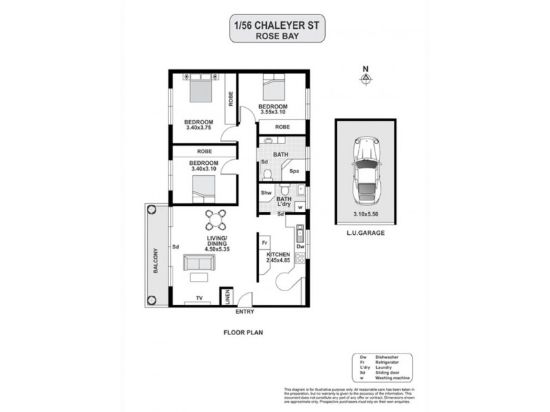 1/56 Chaleyer Street, Rose Bay NSW 2029 Floorplan