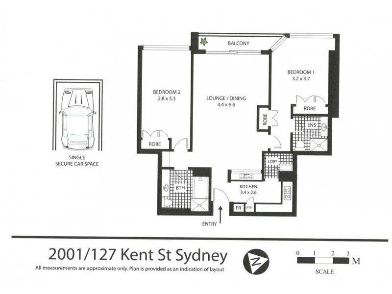 2001/127 Kent Street, Sydney NSW 2000 Floorplan