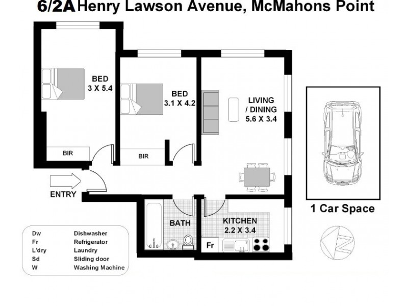 6/2A Henry Lawson Avenue, Mcmahons Point NSW 2060 Floorplan