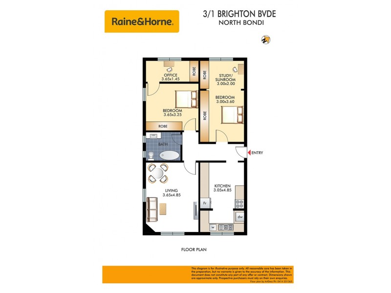 3/1 Brighton Boulevard, Bondi Beach NSW 2026 Floorplan