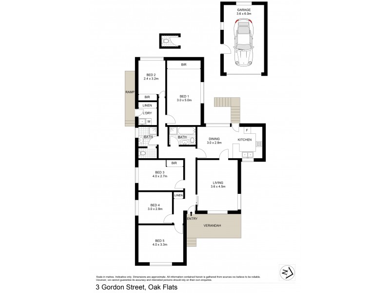 3 Gordon Avenue, Oak Flats NSW 2529 Floorplan