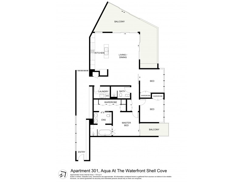 Apartment 301 Aqua at the Waterfront, Shell Cove NSW 2529 Floorplan