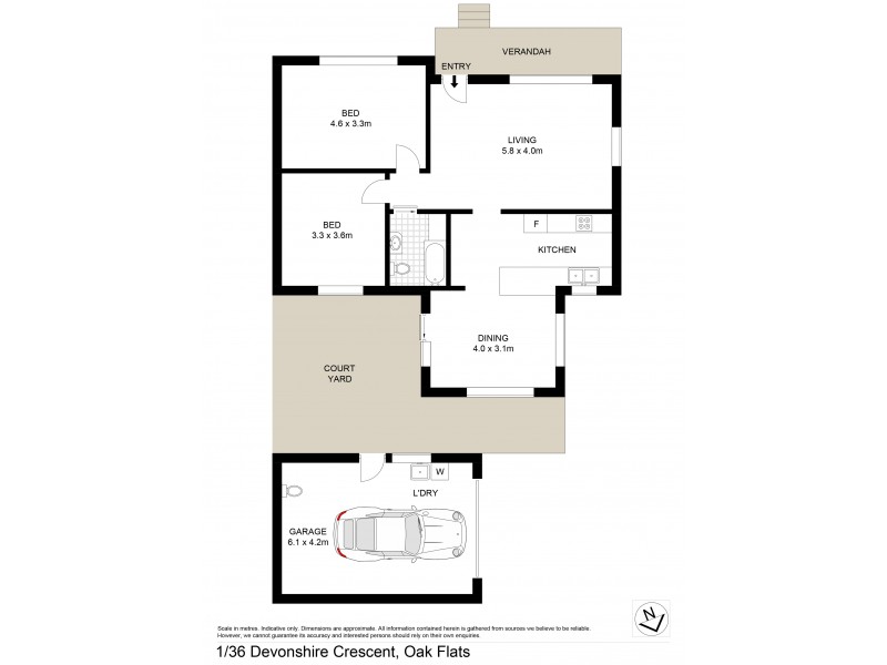 1/36 Devonshire Crescent, Oak Flats NSW 2529 Floorplan