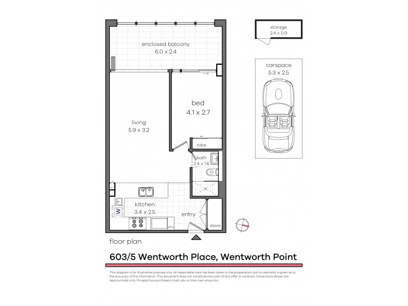 603/5 Wentworth Place, Wentworth Point NSW 2127 Floorplan