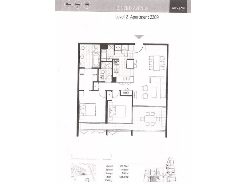 2209/12-14 Neild Avenue, Rushcutters Bay NSW 2011 Floorplan