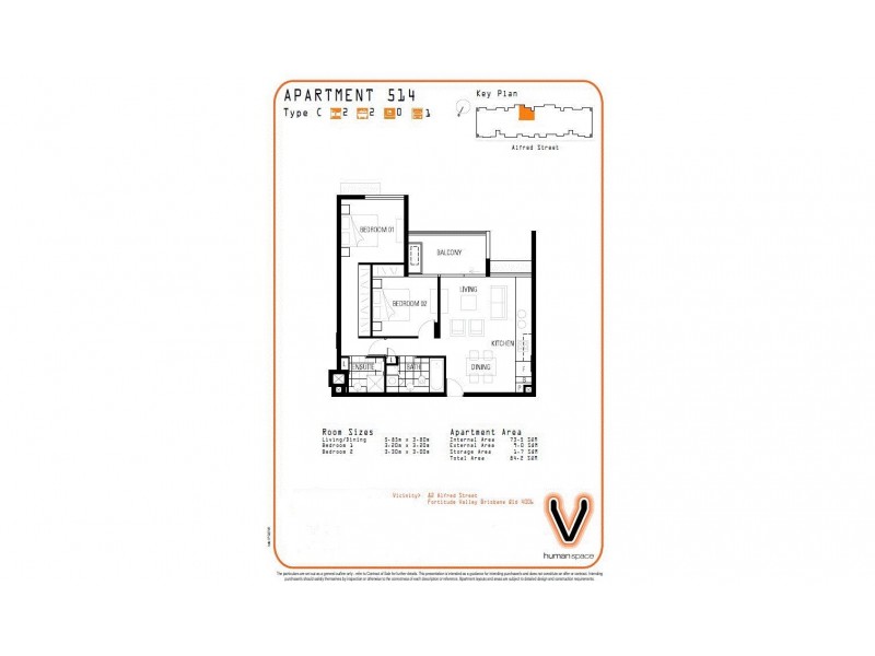 514/82 Alfred Street, Fortitude Valley QLD 4006 Floorplan