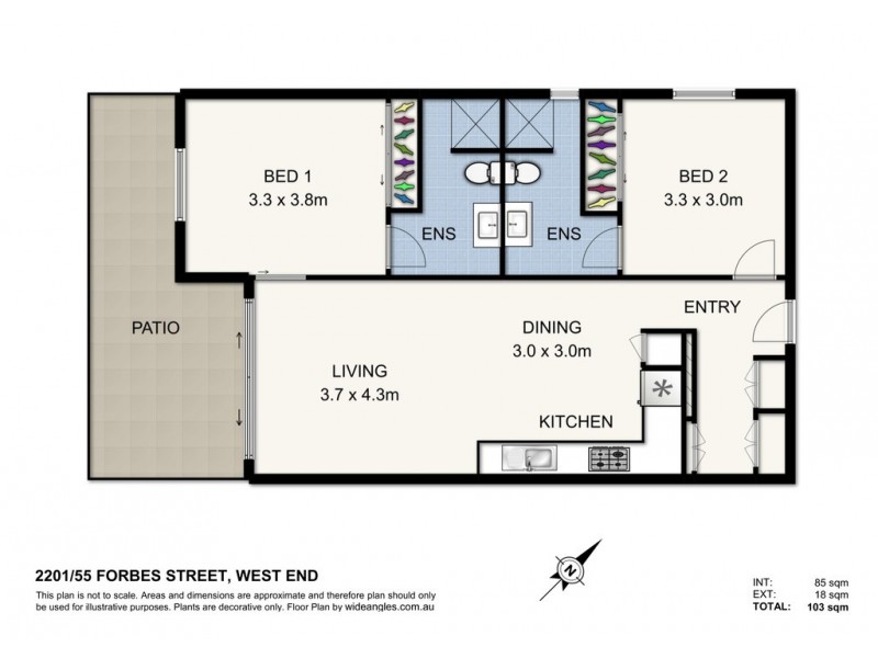 2201/55 Forbes Street, West End QLD 4101 Floorplan