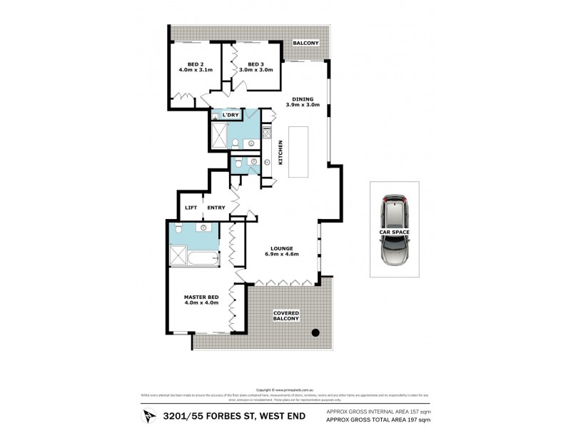 3201/55 Forbes Street, West End QLD 4101 Floorplan