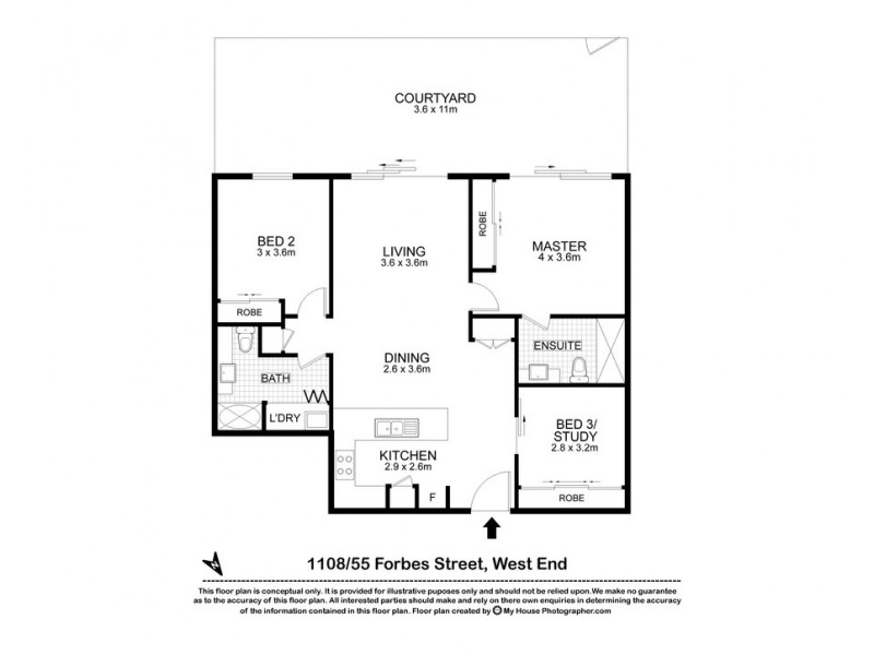 1108/55 Forbes Street, West End QLD 4101 Floorplan