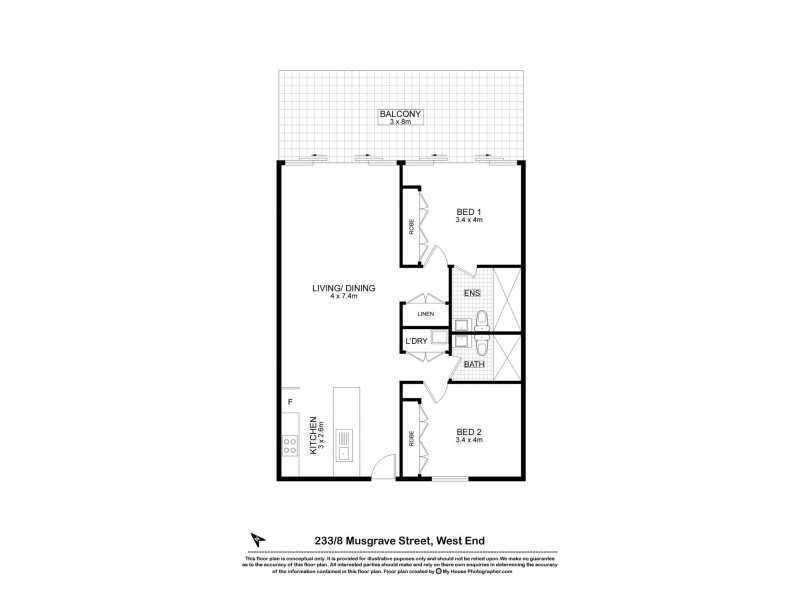 233/8 Musgrave Street, West End QLD 4101 Floorplan