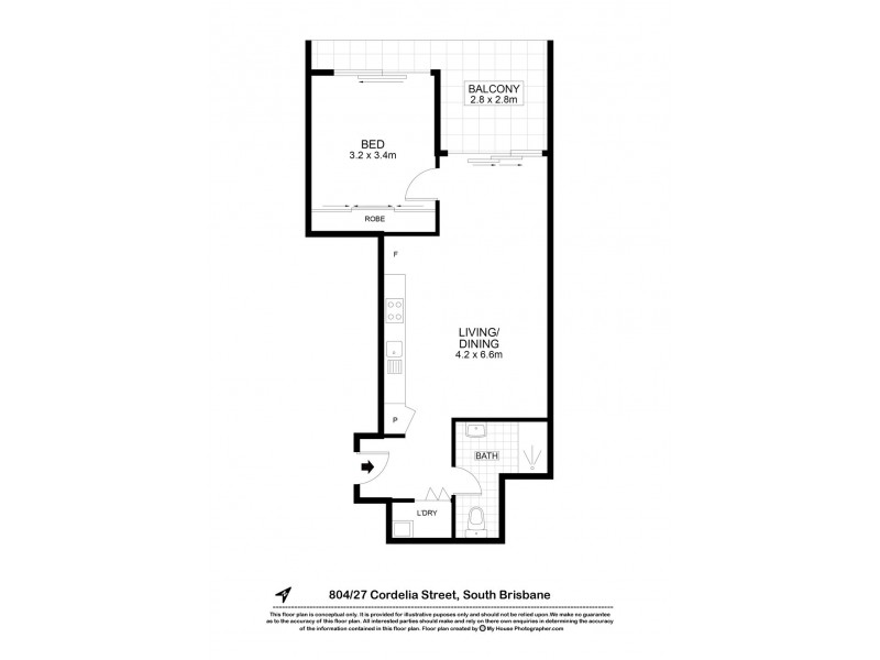 804/27 Cordelia Street, South Brisbane QLD 4101 Floorplan