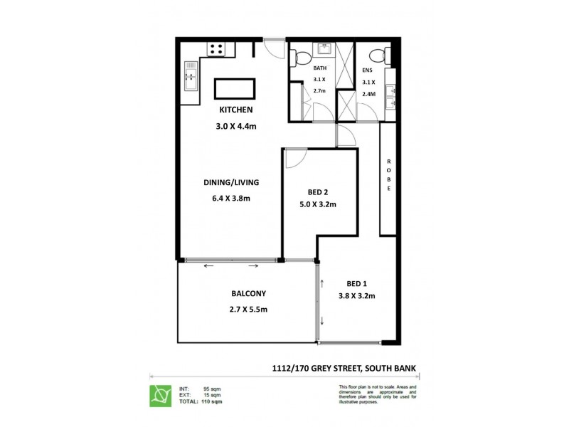 1112/170 Grey Street, South Bank QLD 4101 Floorplan