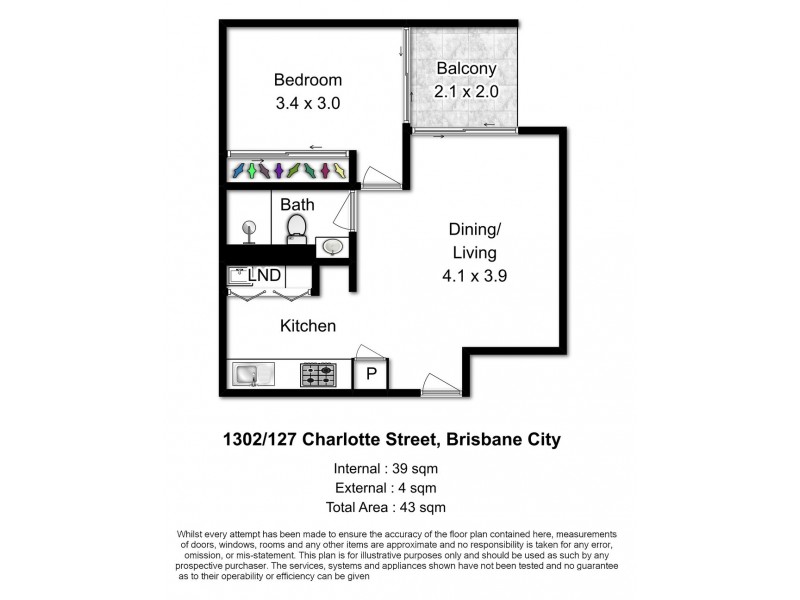 1302/127 Charlotte Street, Brisbane City QLD 4000 Floorplan