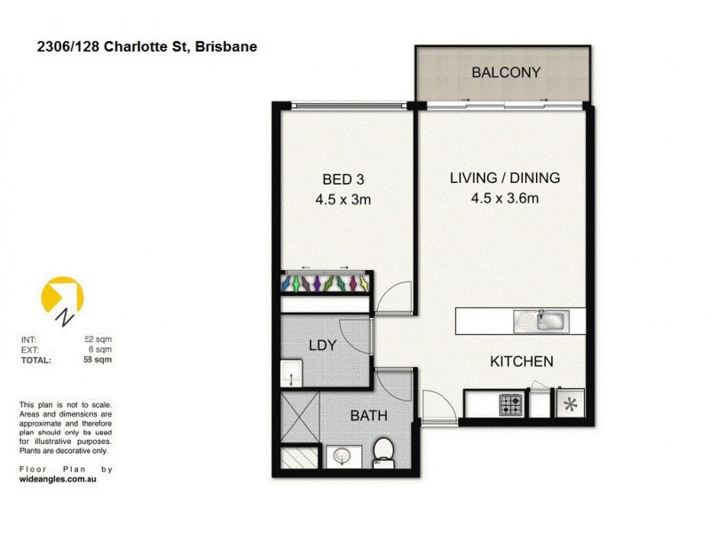 2306/128 Charlotte Street, Brisbane City QLD 4000 Floorplan