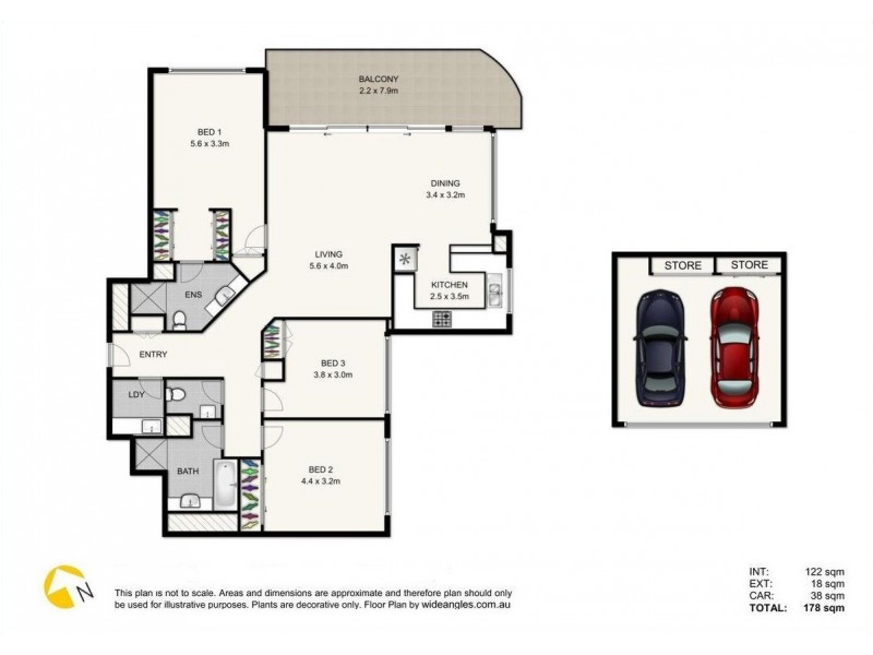 3/1 Goodwin Street, Kangaroo Point QLD 4169 Floorplan